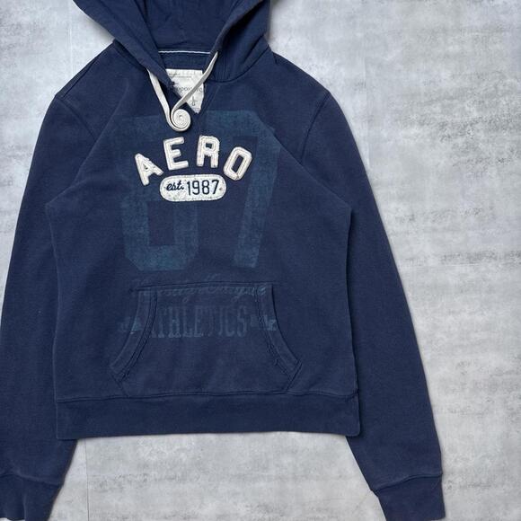 Y2K Aeropostale 00s blue navy hoodie jacket - Picture 5 of 6